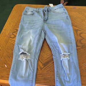 SHEIN Light Blue Ripped Skinny Jeans